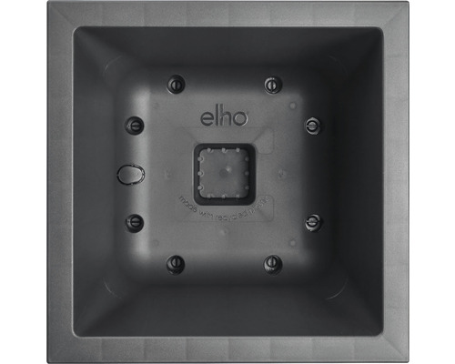 Quadratischer Pflanzkasten aus Kunststoff, Innenansicht mit Elho Logo