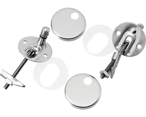 Befestigungsset für WC-Sitze aus Metall mit Abdeckkappen