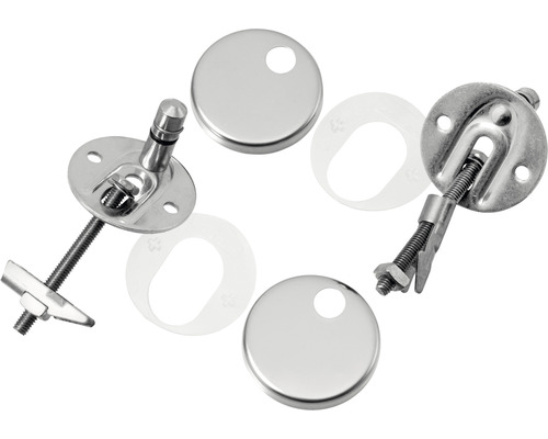 Befestigungsset für WC-Sitze, bestehend aus Schrauben, Muttern und Abdeckungen
