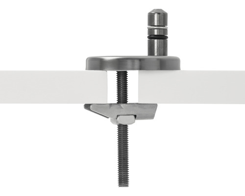 Detailansicht einer Tischbefestigungsklemme aus Metall