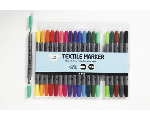 Textilmarker Set mit 20 Stiften, waschbar bis 40 Grad