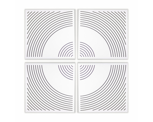 Vierteiliges Wandpaneel mit abstraktem Kreislinienmuster