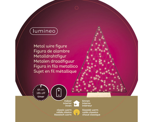 Lumineo Metalldrahtfigur in Form eines Weihnachtsbaums mit Timerfunktion für den Innenbereich