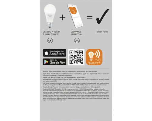 Darstellung einer LED Lampe in Kombination mit der LEDVANCE Smart Plus App zur Steuerung eines Smart Home Systems
