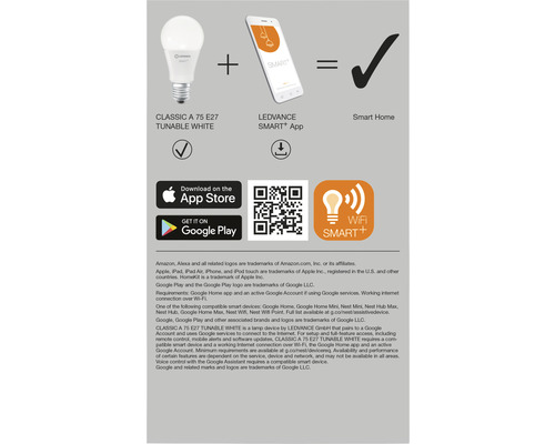 LEDVANCE Classic A 75 E27 tunable white Lampe plus LEDVANCE Smart Plus App gleich Smart Home