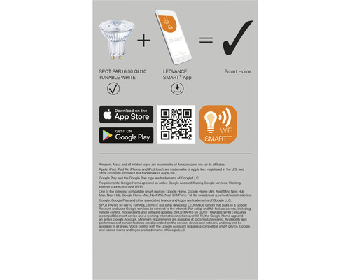 Spot PAR16 50 GU10 tunable white mit LEDVANCE SMART App für Smart Home