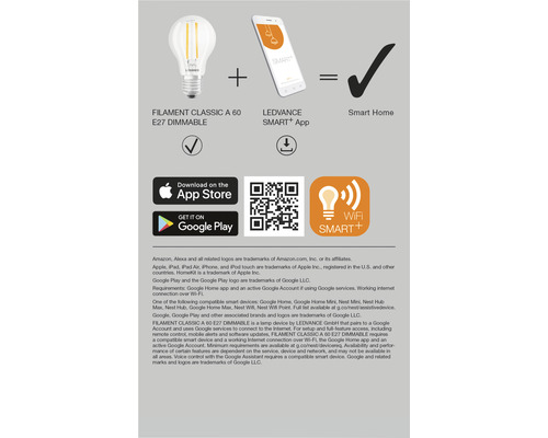 Glühbirne, LEDVANCE Smart Plus App und Smart Home Symbol
