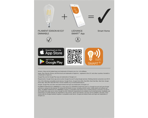 Intelligentes Zuhause mit dimmbarer Filament Edison 60 E27 und LEDVANCE Smart Plus App