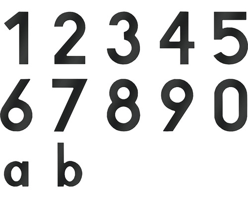 Hausnummern aus Metall von 0 bis 9 sowie a und b
