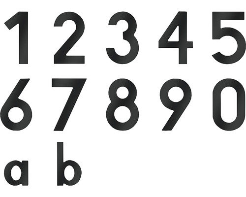 Hausnummern aus Metall von 0 bis 9, a und b