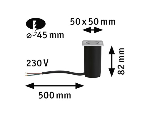 Abmessungen einer Bodeneinbauleuchte
