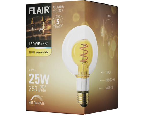 Verpackung einer Flair LED Lampe G95 E27