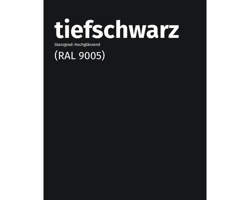 Farbe Tiefschwarz, Glanzgrad hochglänzend, RAL 9005