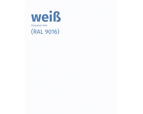 Farbe Weiß, Glanzgrad matt, RAL 9016
