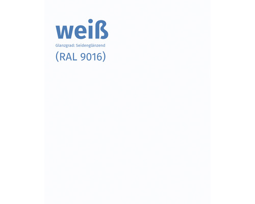 Farbe Weiß, Glanzgrad Seidenglänzend, RAL 9016