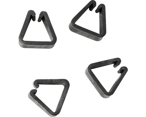 Vier schwarze Kunststoff-Kabelclips