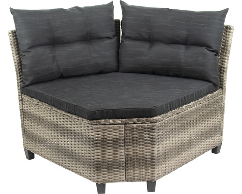 Gartenecklounge mit Polyrattan und Kissen