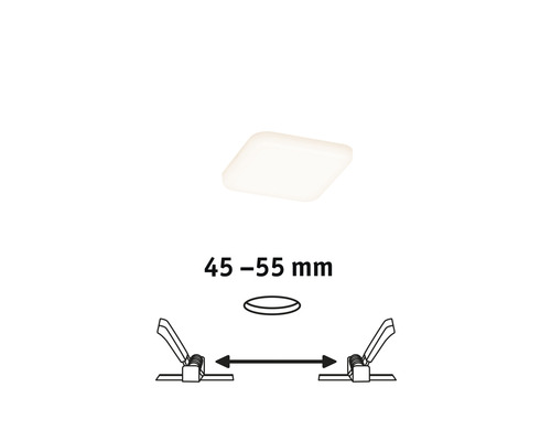 LED Einbaupanel IP44 4,5W 360 lm 3000 K 75x75 mm Einbau-Ø 45-55 mm Veluna VariFit satin 230V