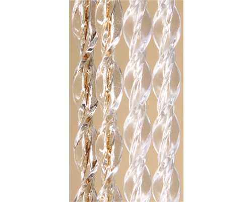 Detailaufnahme von spiralförmigen, transparenten Kunststoffketten