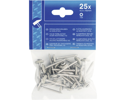 Paket Spenglerschrauben A2 Edelstahl 4,5 x 45 mm, 25 Stück