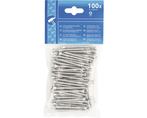 Packung Terrassenschrauben A2 Edelstahl, 5 x 60 mm, 100 Stück