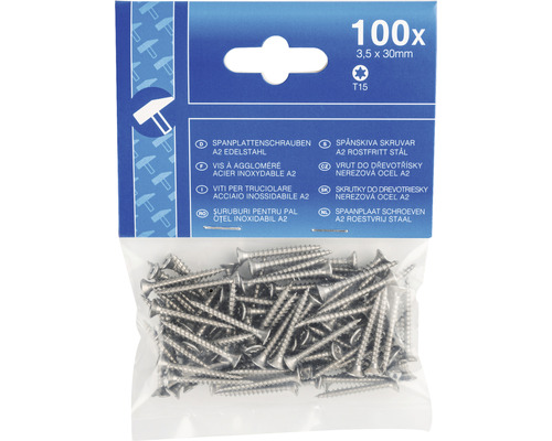 Spanplattenschrauben A2 Edelstahl, 100 Stück, 3,5 x 30 Millimeter