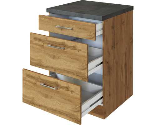 Unterschrank mit drei Schubladen und Arbeitsplatte