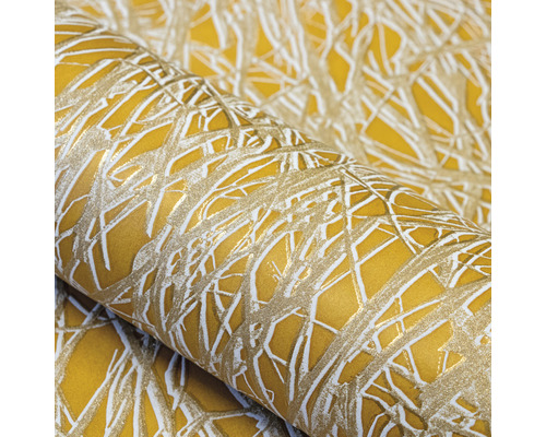 Gelbe Tapete mit abstraktem Muster