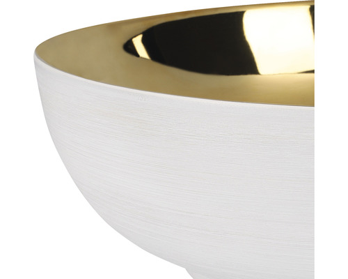 Dekoschale aus Kunststein mit Innenseite aus Metall