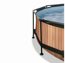 Aufstellpool Framepool-Set EXIT WoodPool rund Ø 300x76 cm inkl. Kartuschenfilteranlage Holzoptik