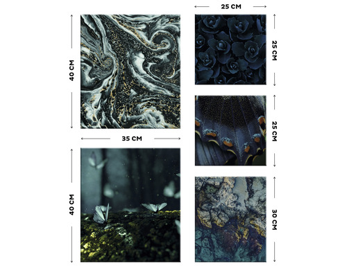 Wandbilder Set mit verschiedenen Motiven und Größen