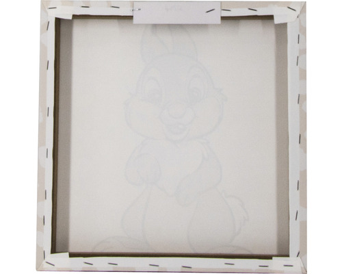 Rückseite einer Leinwand mit Hasenmotiv