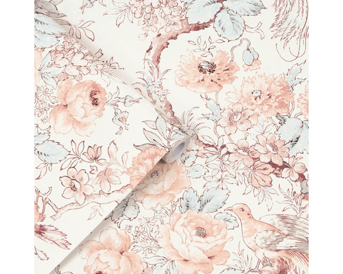 Tapetenrolle mit Blumen- und Vogelmuster