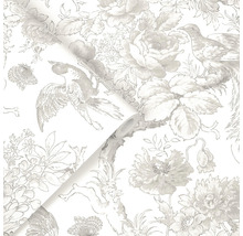 Tapetenrolle mit Vogel- und Blumenmuster