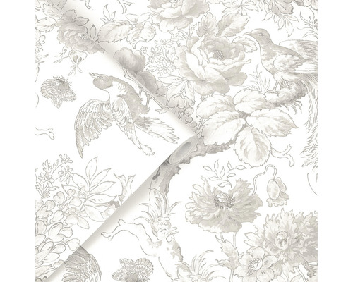 Tapetenrolle mit Vogel- und Blumenmuster