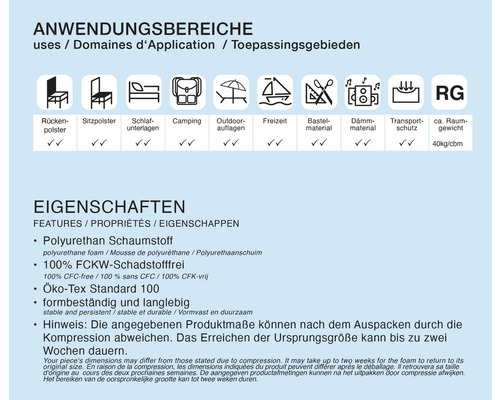 Informationen zu Anwendungsbereichen und Eigenschaften von Polyurethan Schaumstoff