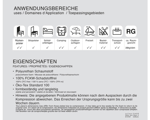 Informationen zu Anwendungsbereichen und Eigenschaften von Polyurethan Schaumstoff