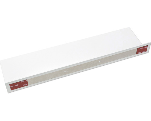 Weißes Wandregal mit Klebestreifen zur Befestigung