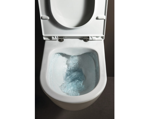 Weißes Wand-WC mit Spülung