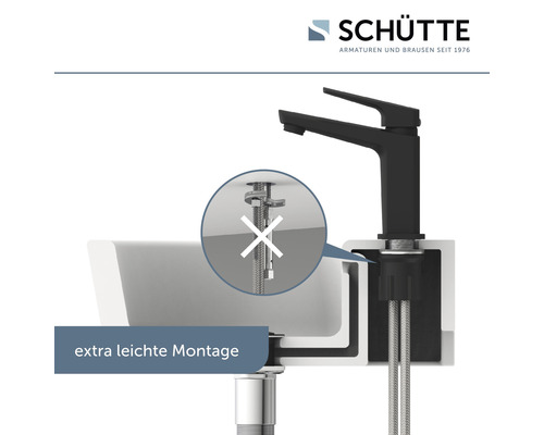 Schnittzeichnung eines Waschbeckens mit Armatur zur Verdeutlichung der einfachen Montage