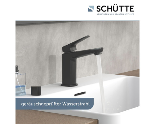 Schwarzer Waschtischmischer mit laufendem Wasser von Schütte