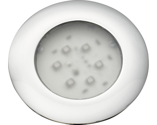 Runde LED Einbauleuchte mit silberfarbenem Rahmen