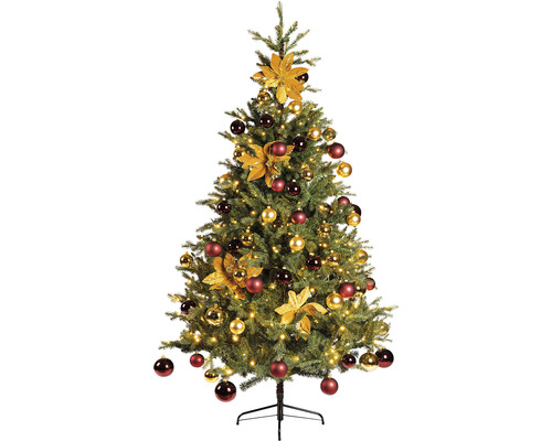 Geschmückter Weihnachtsbaum mit Christbaumkugeln, Christbaumschmuck und Beleuchtung