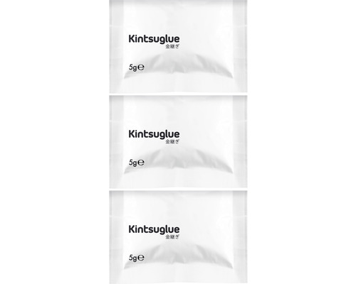 Drei Packungen Kintsuglue Klebstoff mit je 5 Gramm Inhalt