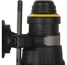 Detailansicht einer Oberfräse mit Tiefeneinstellung und Führung