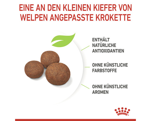 Welpenfutterkroketten mit natürlichen Antioxidantien sowie ohne künstliche Farbstoffe und Aromen