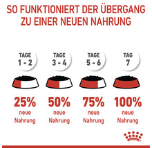 Diagramm zur Umstellung auf neues Hundefutter über sieben Tage