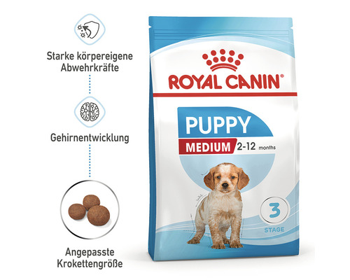 Royal Canin Puppy Medium Hundetrockenfutter für Welpen von zwei bis zwölf Monaten