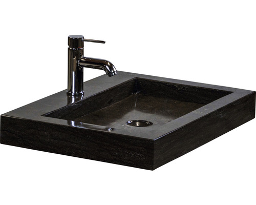 Aufsatzwaschbecken aus Granit mit Armatur