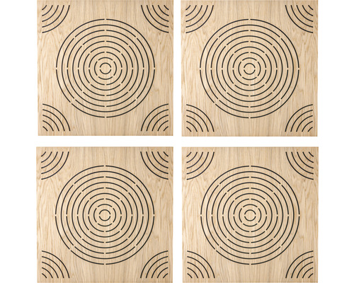 Vier Akustikplatten mit kreisförmigem Muster